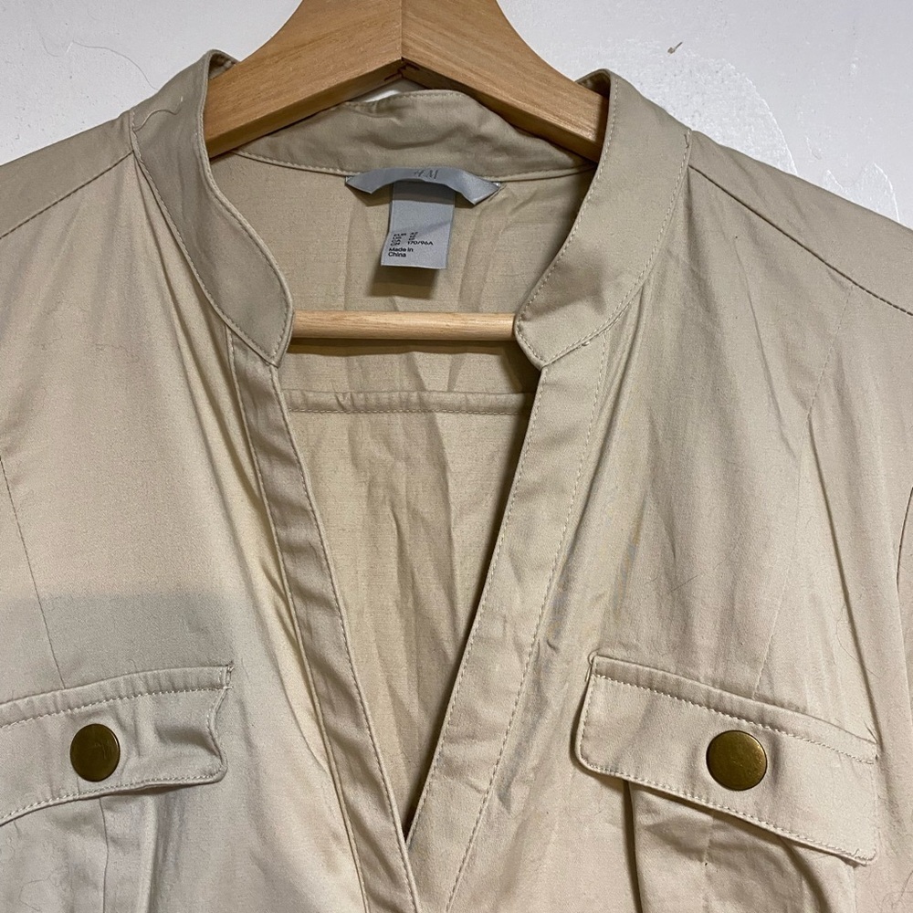 H&M Utility Shirt Dress, Beige, Women’s US 12 - Picture 5 of 12